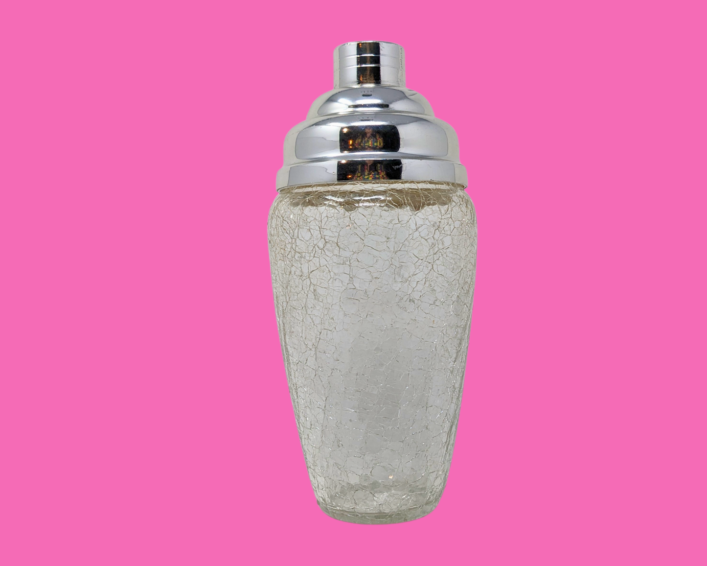 Shaker à cocktail vintage en verre brisé des années 1960