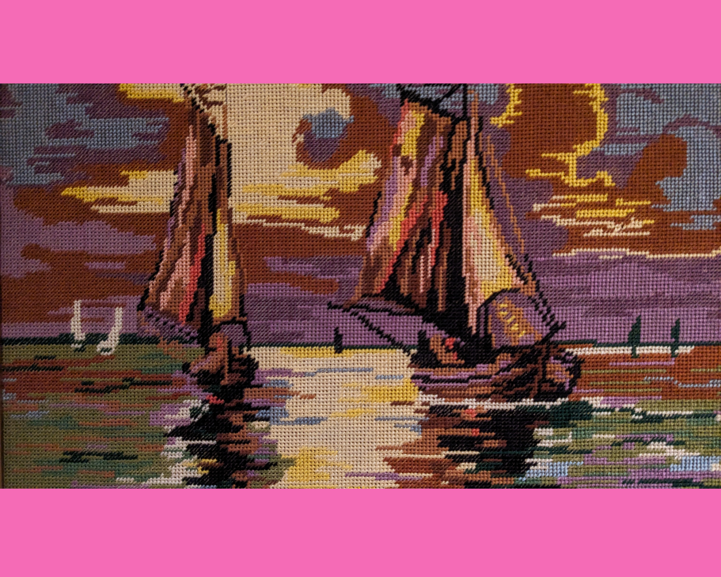 Œuvre d'art vintage encadrée des années 1970