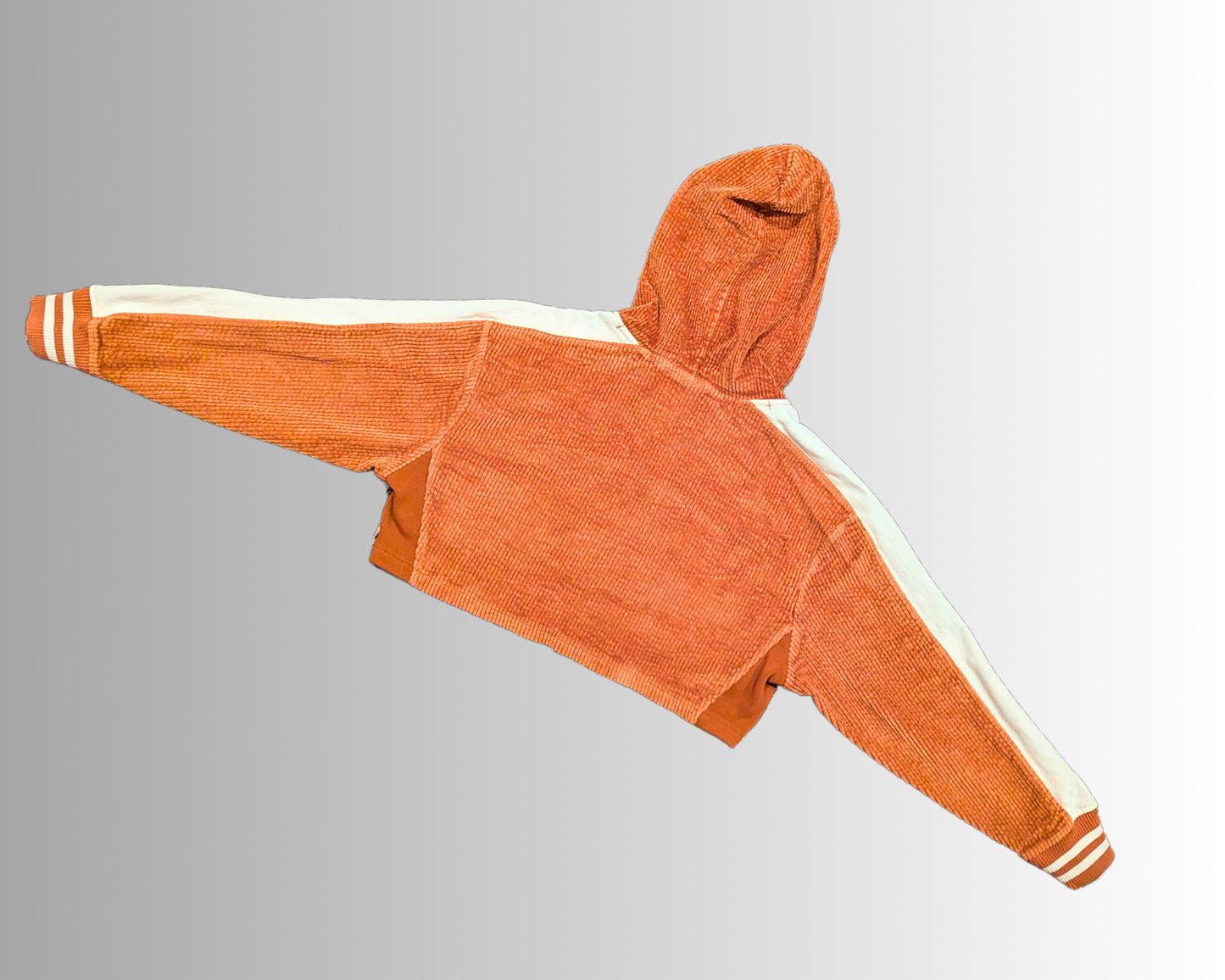 Sweat à capuche court en velours côtelé marron Champion officiel des années 2000, taille S