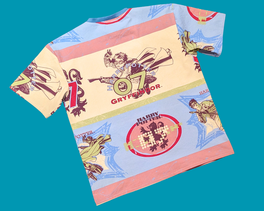 T-shirt drap de lit Harry Potter fait main et recyclé, taille M