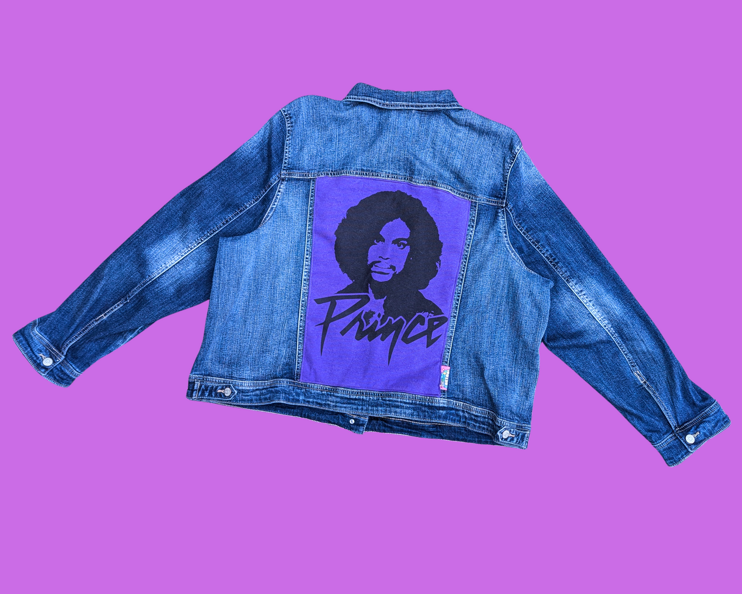 Handmade, Upcycled Prince Denim Jacket Size 3XL