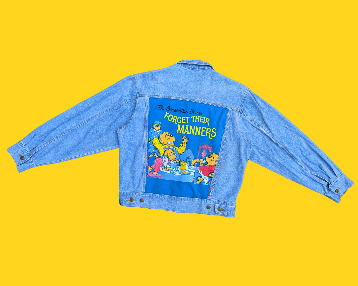 Handmade, Upcycled The Berenstain Bears Denim Jacket Size L