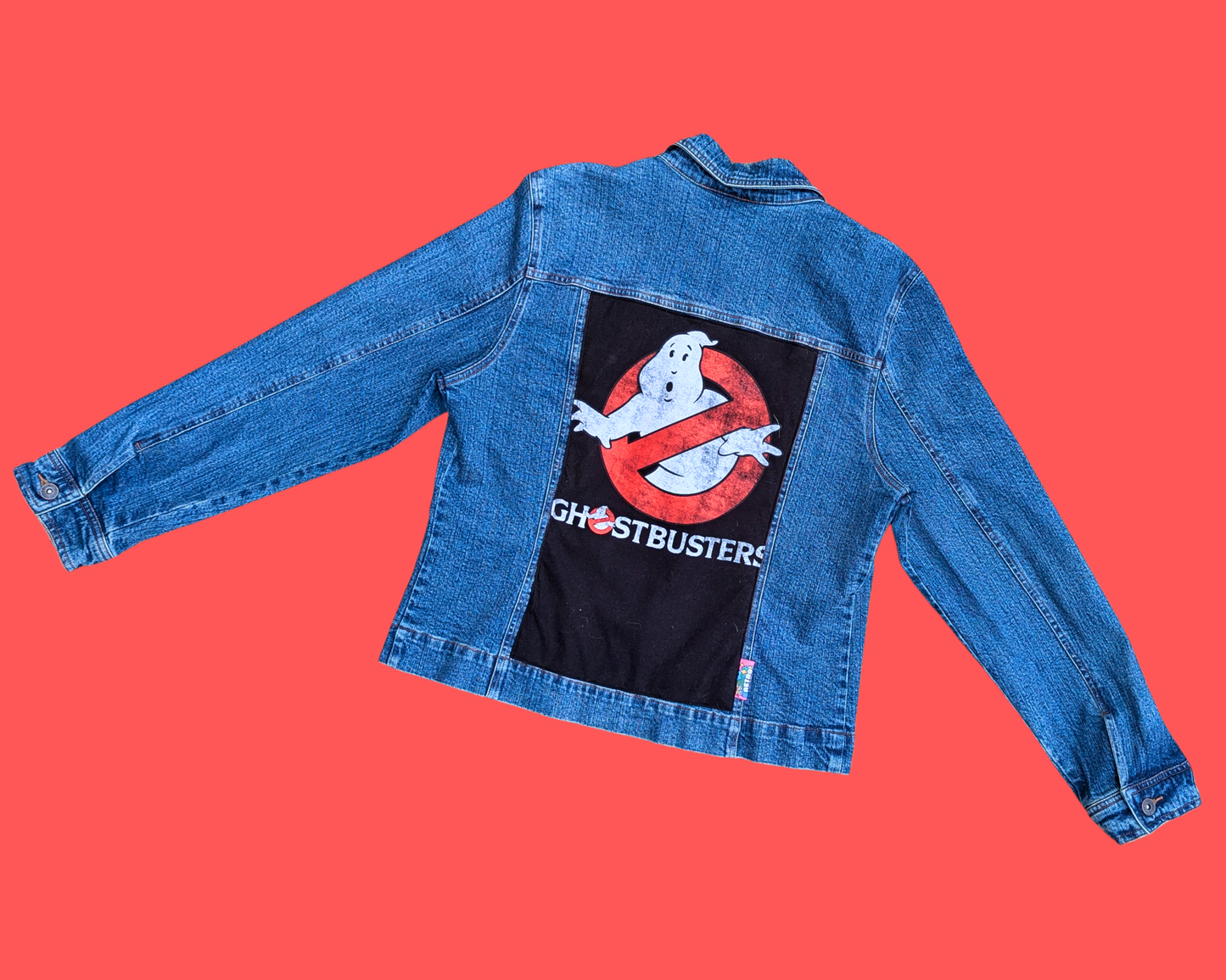 Veste en jean Ghostbusters faite à la main et recyclée, taille L