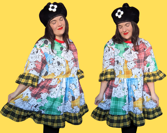 Robe drap de lit 101 Dalmatiens faite à la main et recyclée, taille S à XL