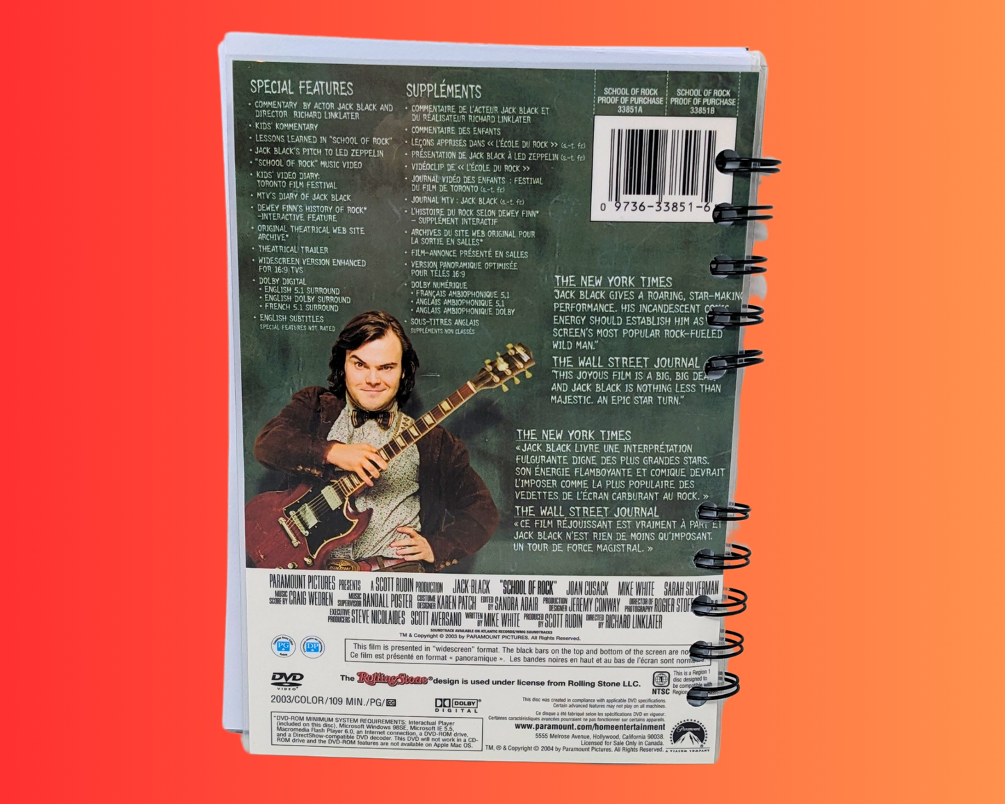 Carnet de notes du film DVD School of Rock
