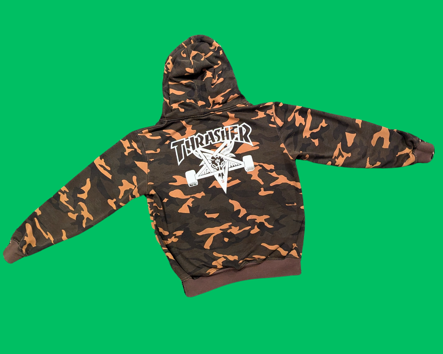 Y2K Camouflage, Thrasher Skateboard Magazine Hoodie Size M