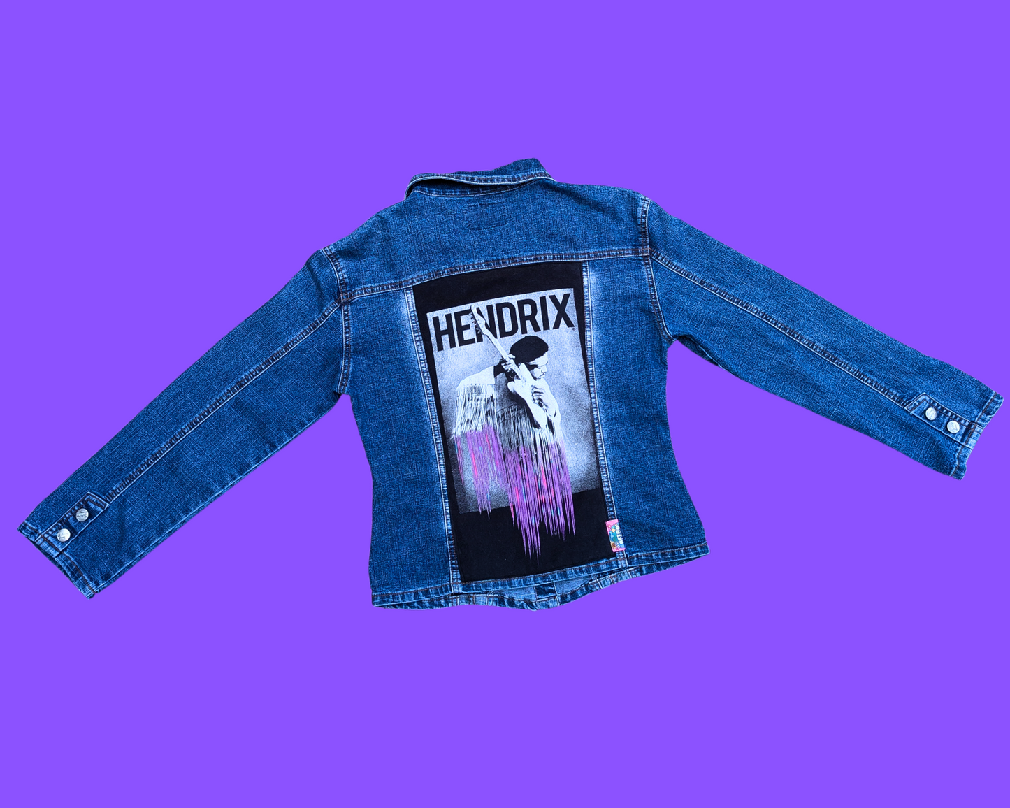 Handmade, Upcycled Jimi Hendrix Denim Jacket Size M