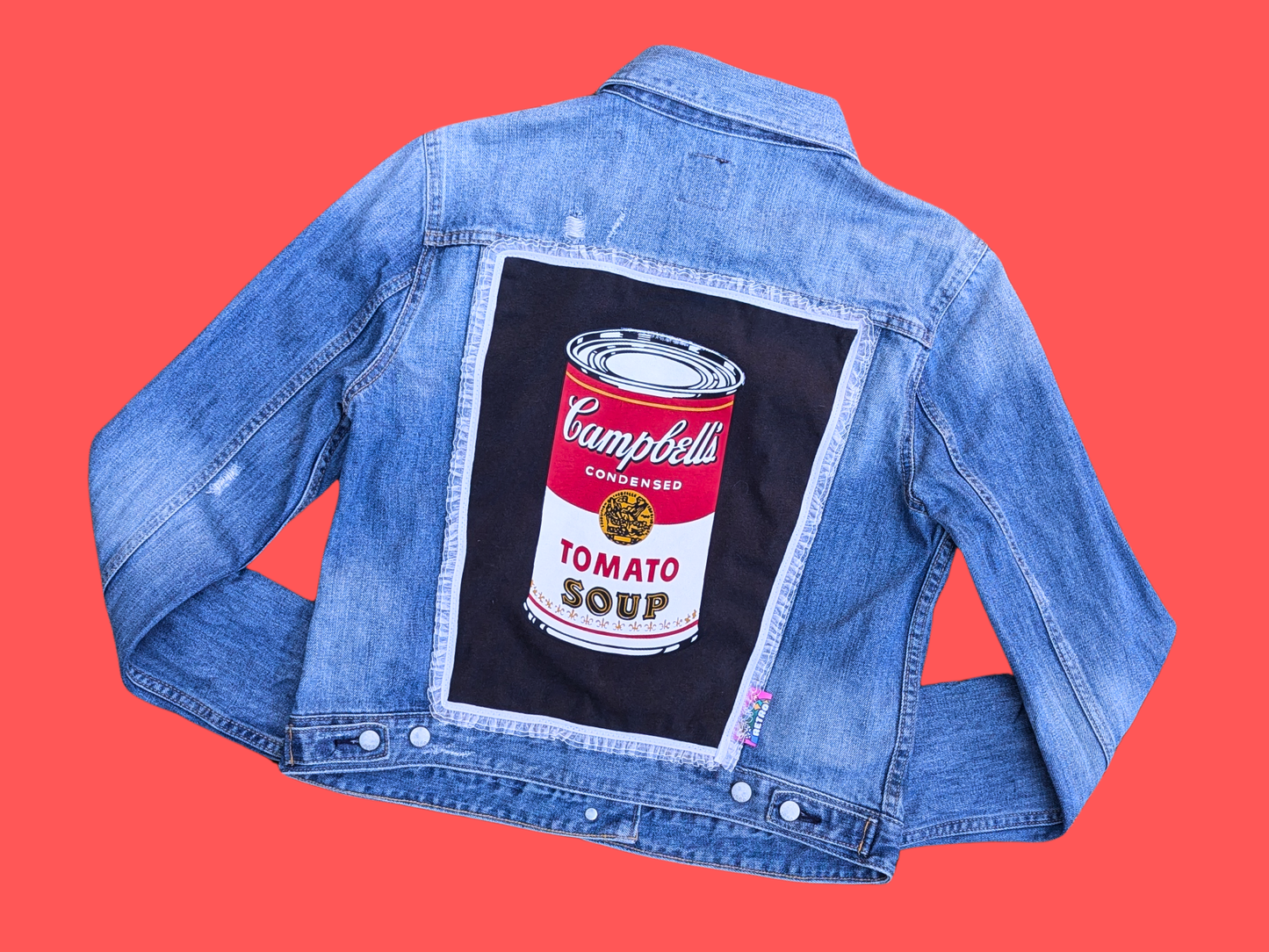 Handmade, Upcycled Andy Warhol Campbell Soup Jacket Size M