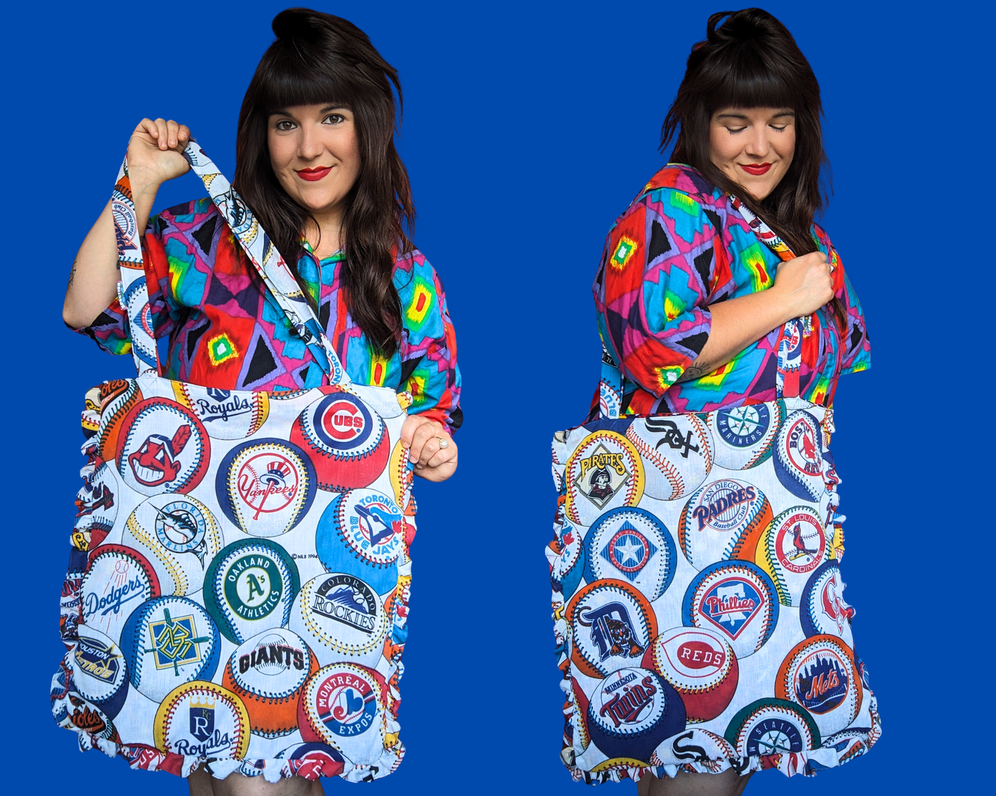 Handmade, Upcycled Major League Baseball Fabric Tote Bag