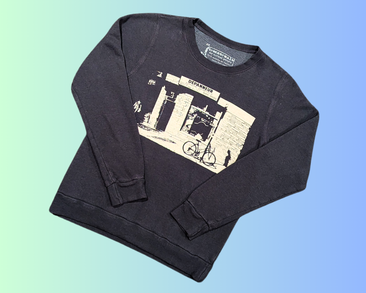 Y2K ''Dépanneur, Épicerie Générale'' Black Crewneck Size XS