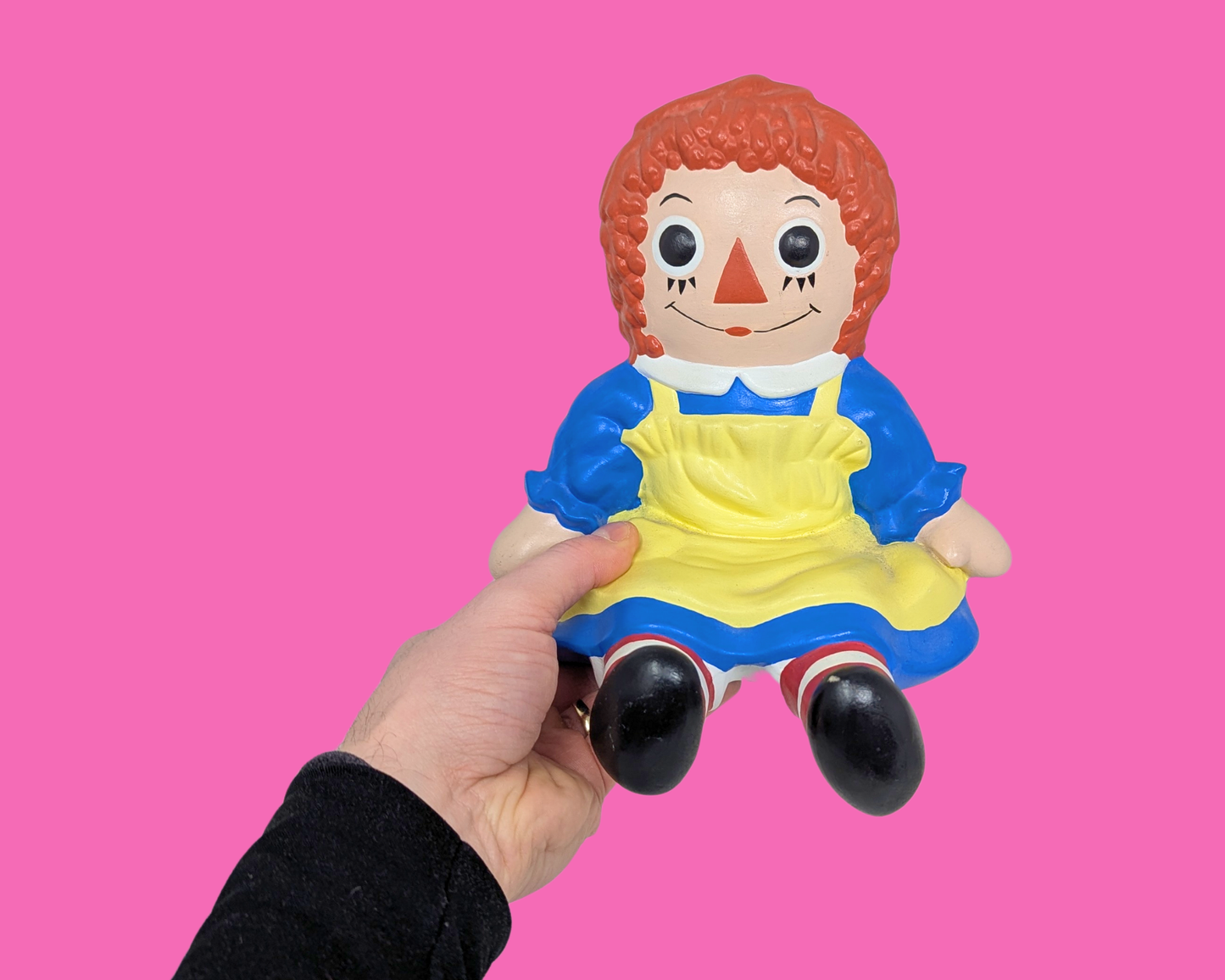 Vintage 1980's Handmade, Raggedy Ann and Andy Pottery Bookends