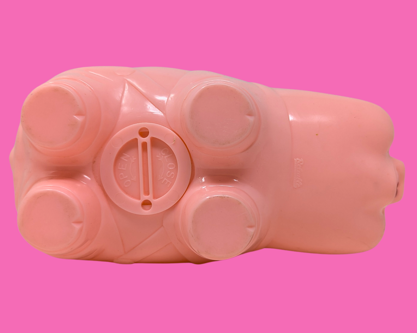 Tirelire cochon en plastique rose vintage des années 1960
