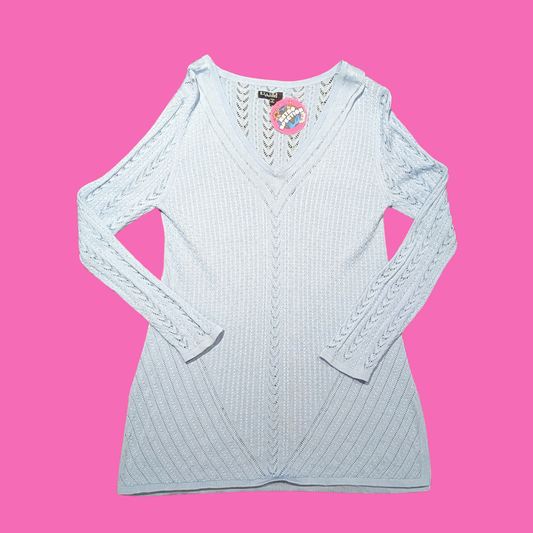 Bylyse Spenard Light Blue Crochet Top Size S
