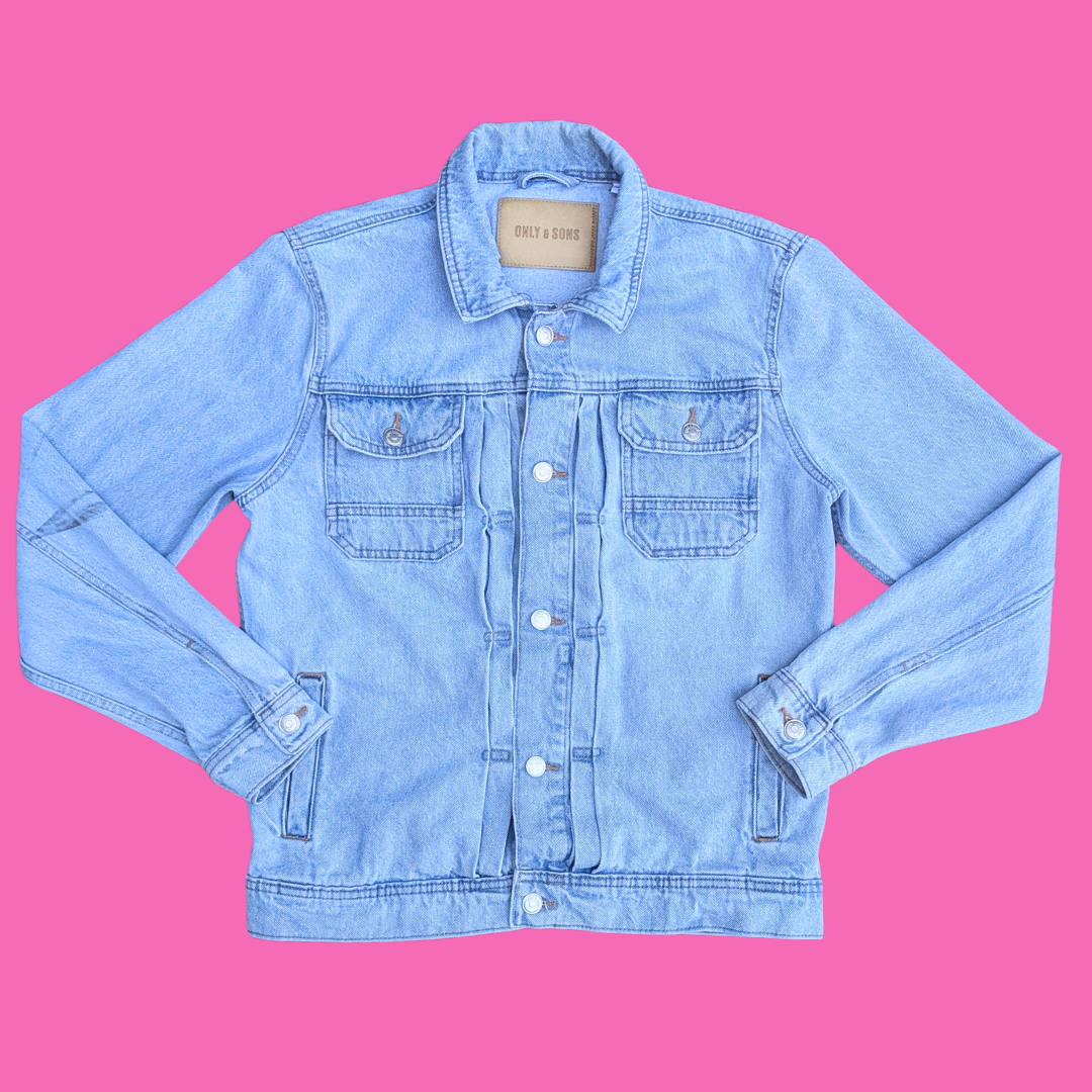 The Devil Wears Prada Upcycled T-Shirt Denim Jacket Size L