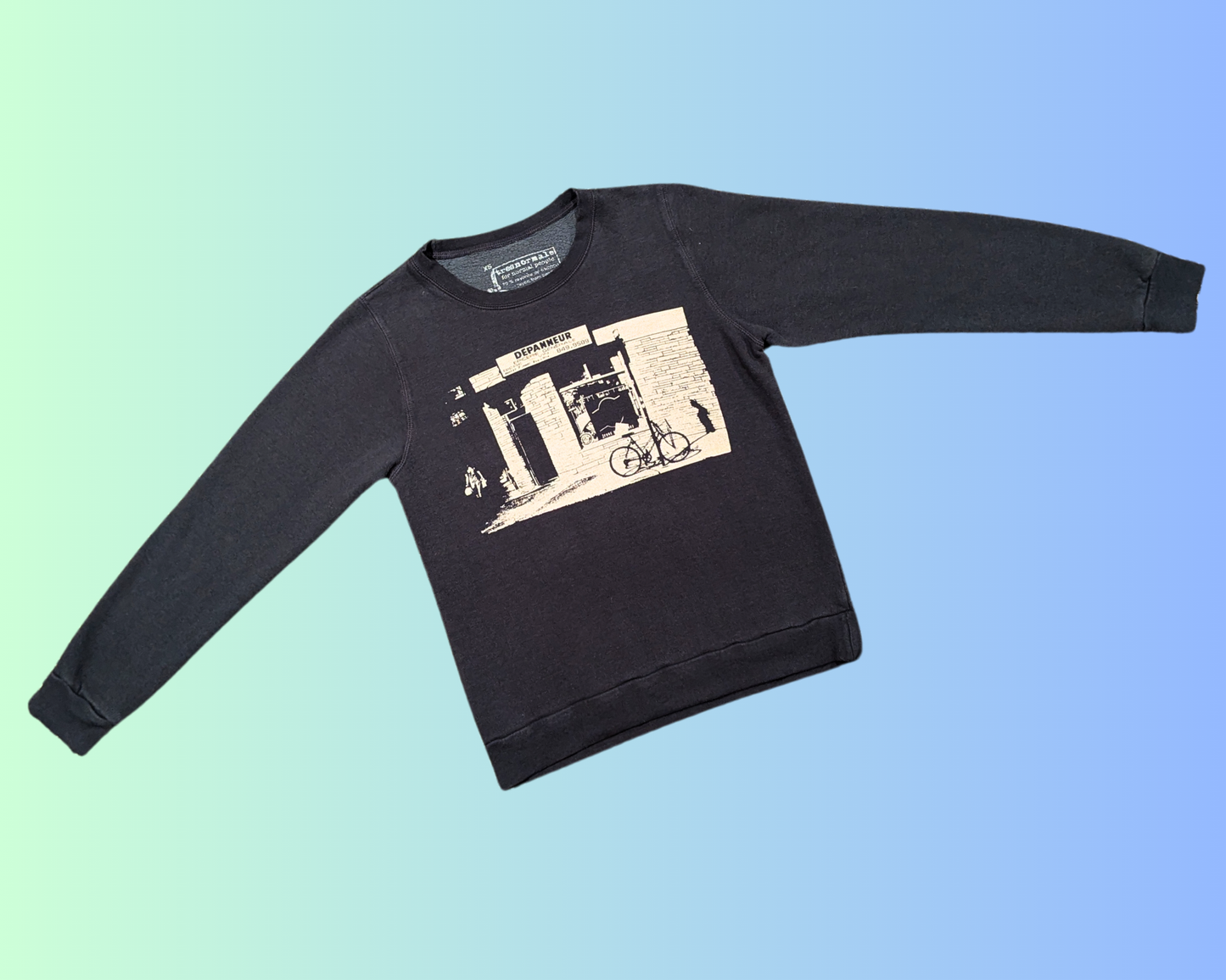 Y2K ''Dépanneur, Épicerie Générale'' Black Crewneck Size XS
