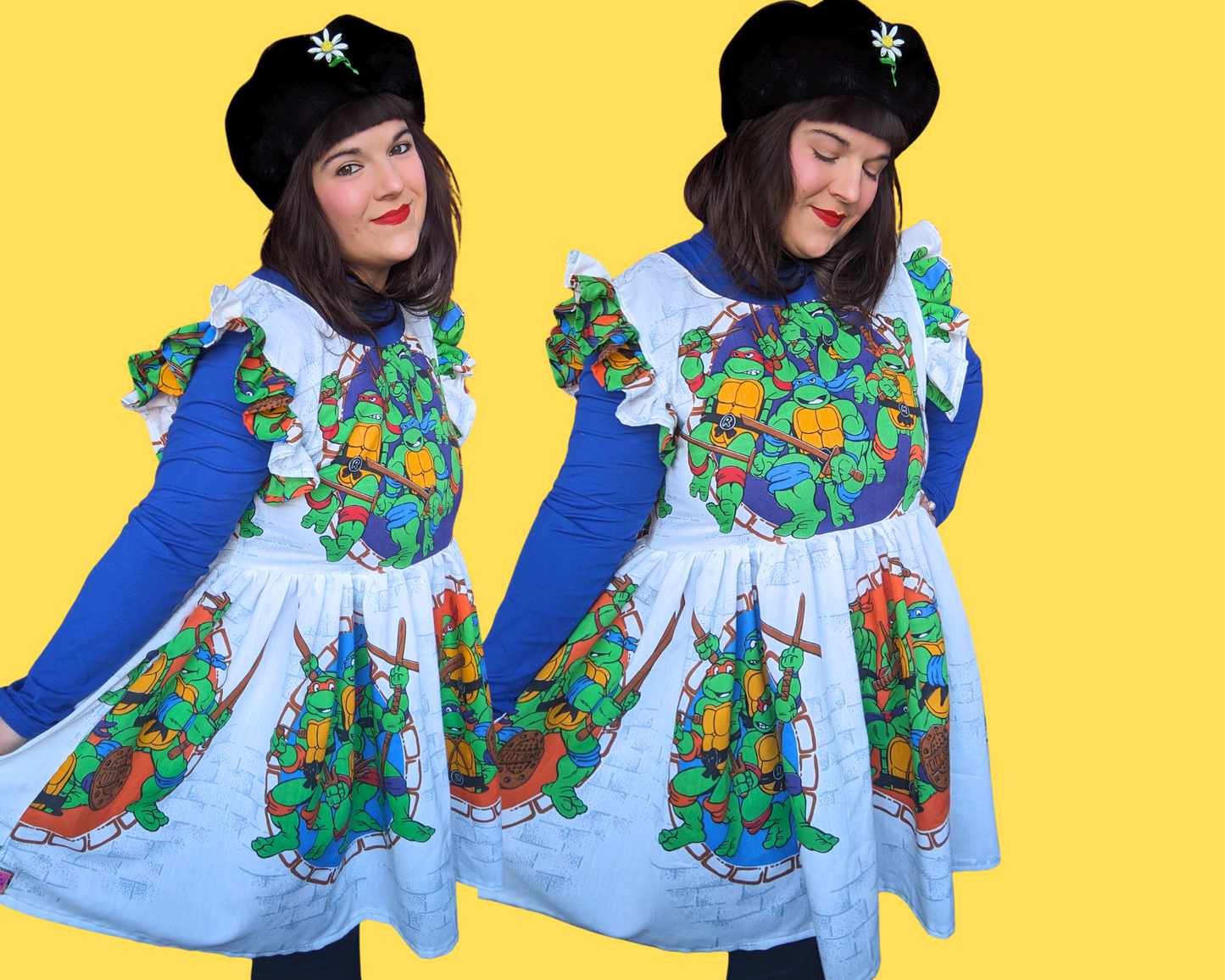 Robe sans manches Tortues Ninja, fabriquée à la main et recyclée, taille L
