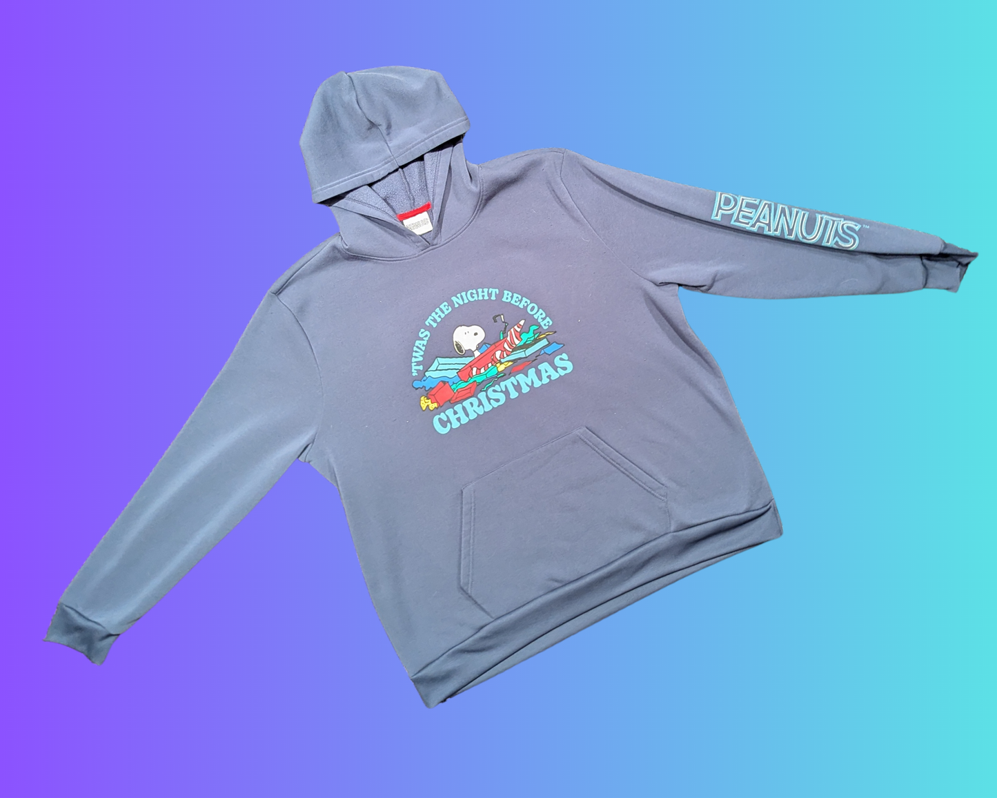 Sweat à capuche Y2K Charlie Brown, Snoopy, Peanuts, « C'était la nuit avant Noël » Taille 2XL
