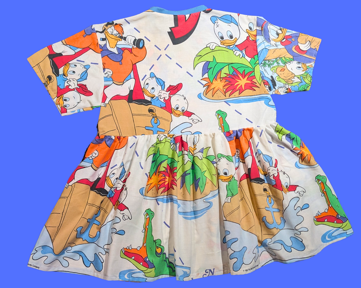 Robe-t-shirt drapée Walt Disney's Duck Tales, fabriquée à la main et recyclée, taille S à XL