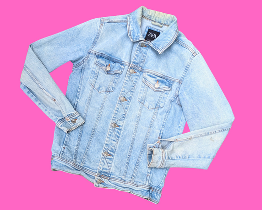 Veste en jean The Golden Girls, fabriquée à la main et recyclée, taille S