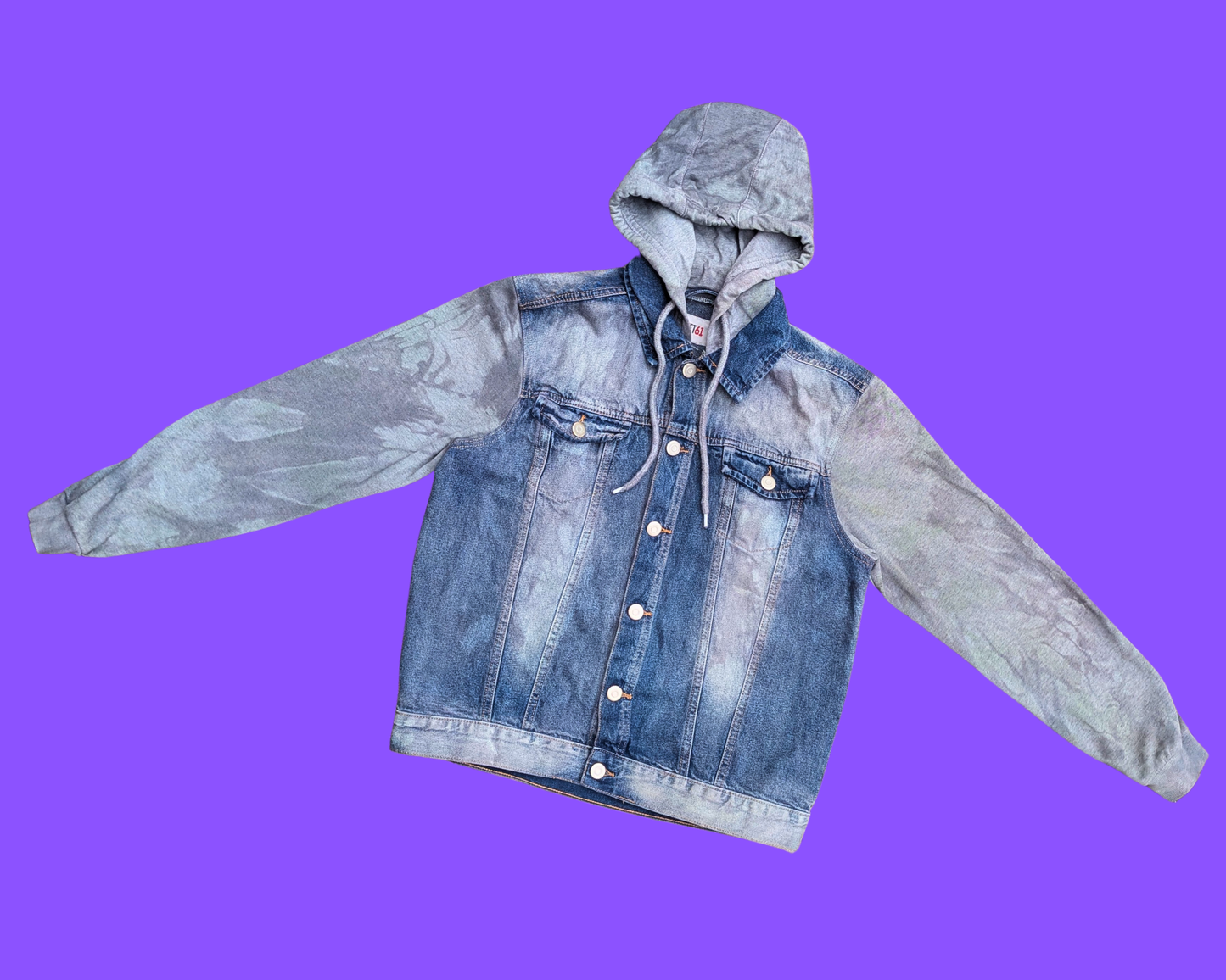 Handmade, Upcycled The Dark Knight, Heath Ledger Joker Denim Jacket with Hoodie Size S for Men (Oversized)