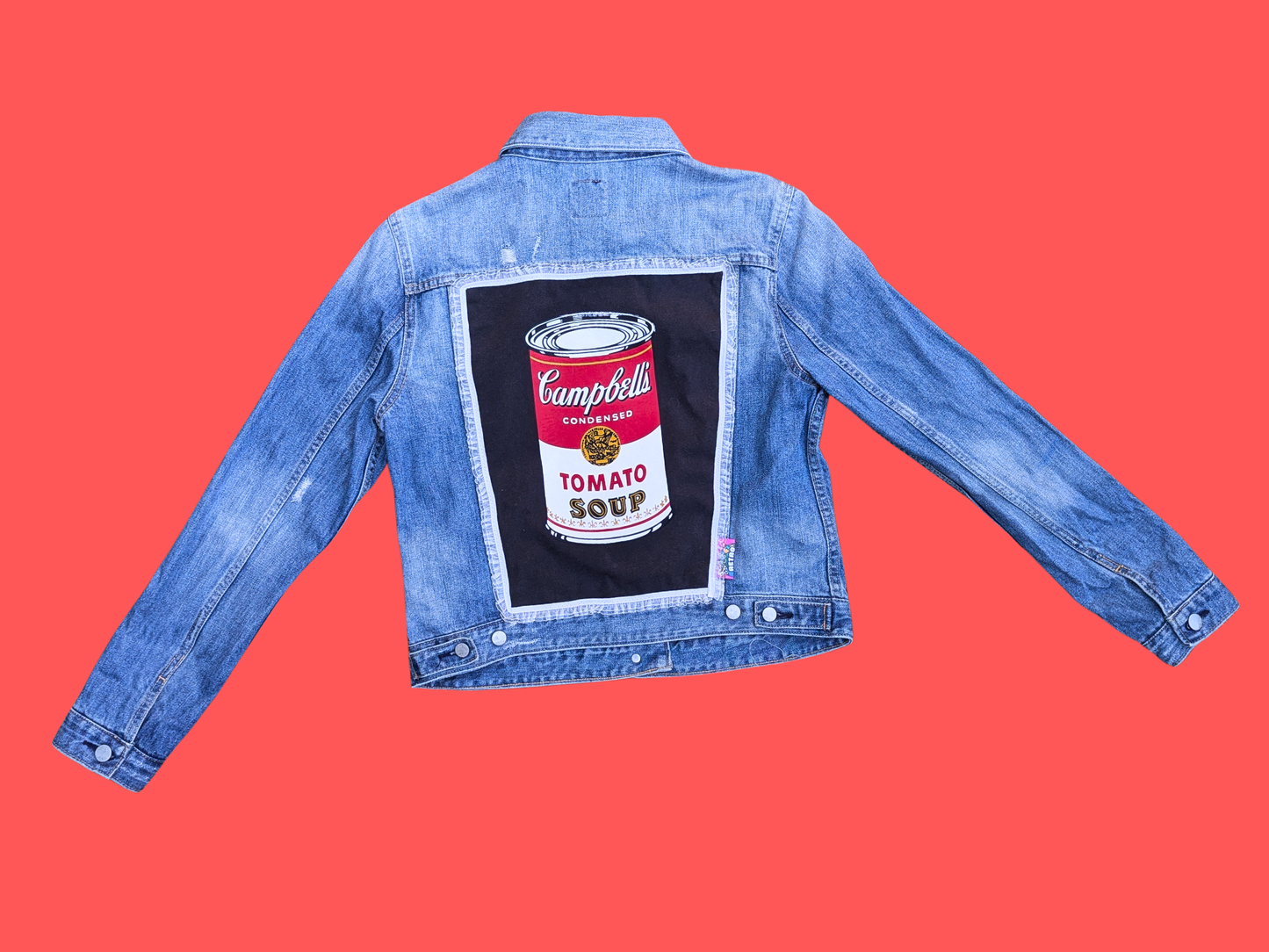 Handmade, Upcycled Andy Warhol Campbell Soup Jacket Size M