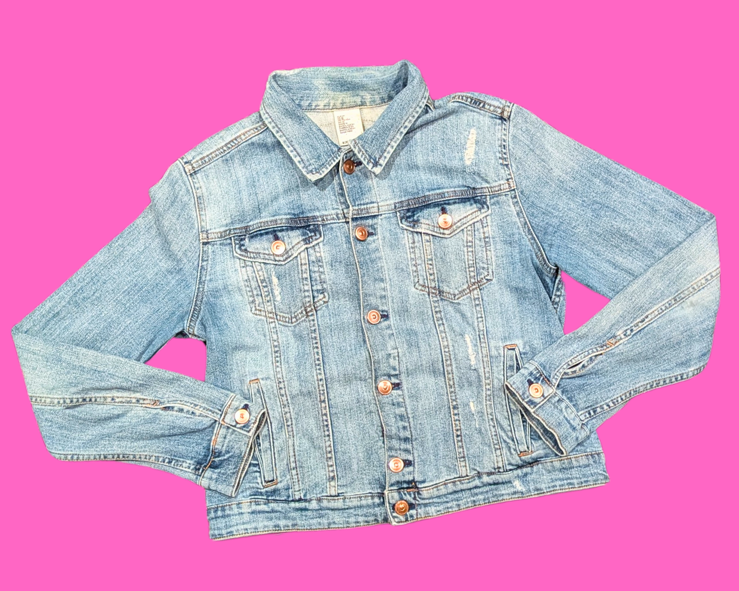 Handmade, Upcycled Denim Jacket with a Spice Girls ''Spice Up Your Life'' Tote Bag Size S for Women