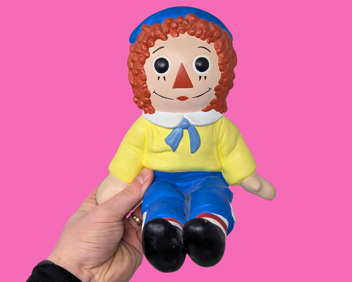 Vintage 1980's Handmade, Raggedy Ann and Andy Pottery Bookends