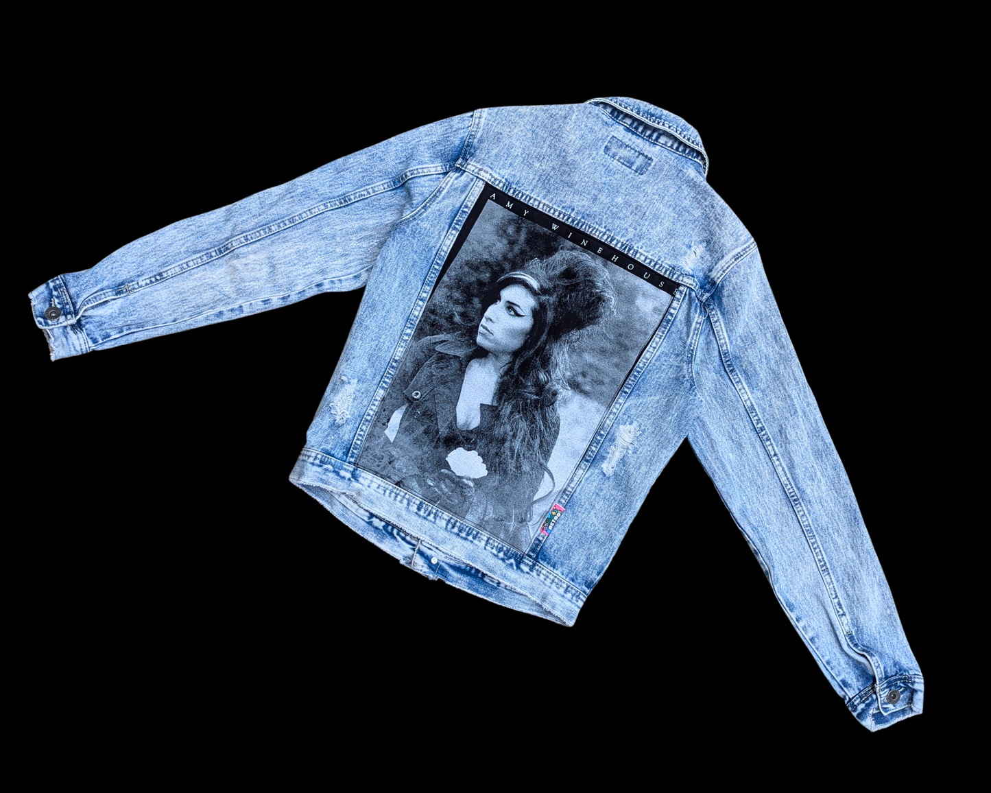 Handmade, Upcycled Amy Winehouse Denim Jacket Size S