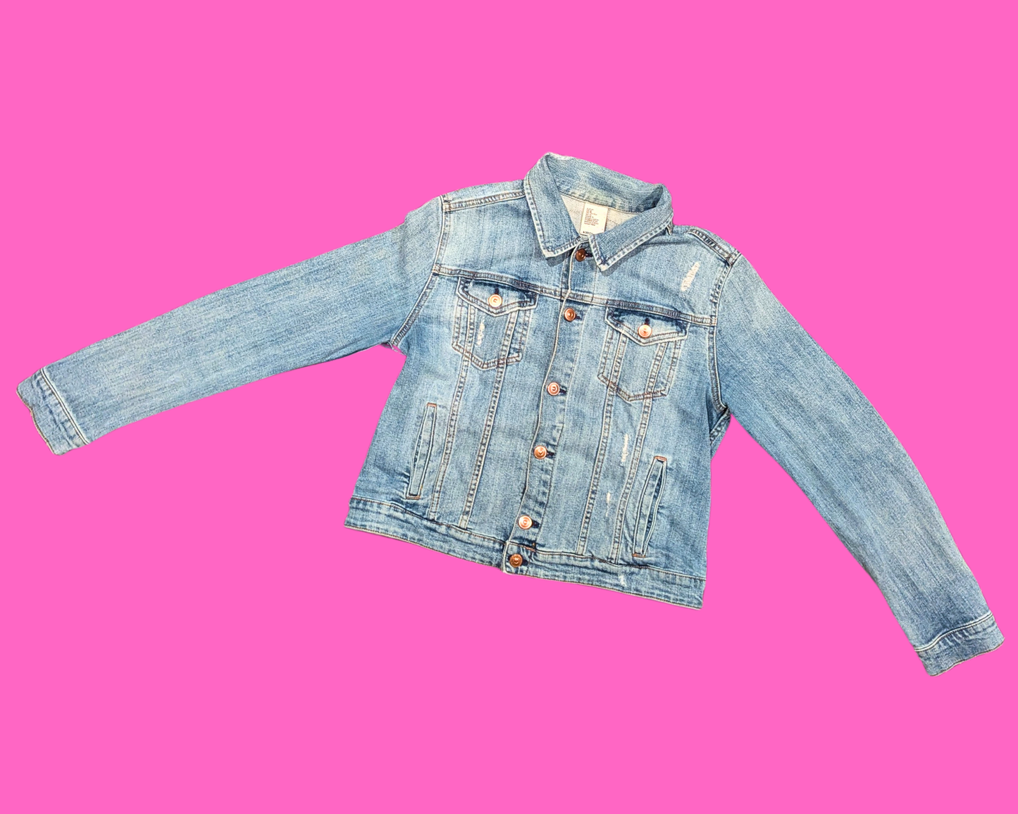 Handmade, Upcycled Denim Jacket with a Spice Girls ''Spice Up Your Life'' Tote Bag Size S for Women