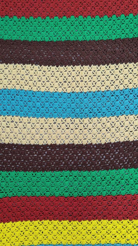 Couverture au crochet colorée vintage des années 1980