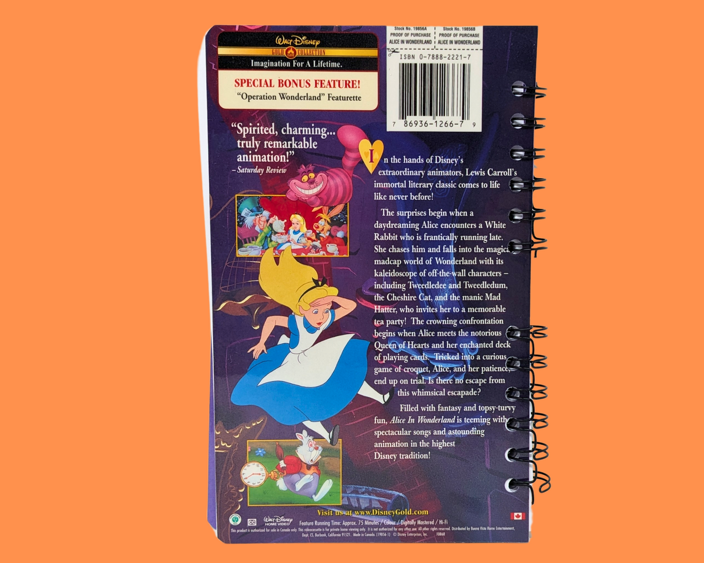 Alice au pays des merveilles, carnet de films VHS de Walt Disney