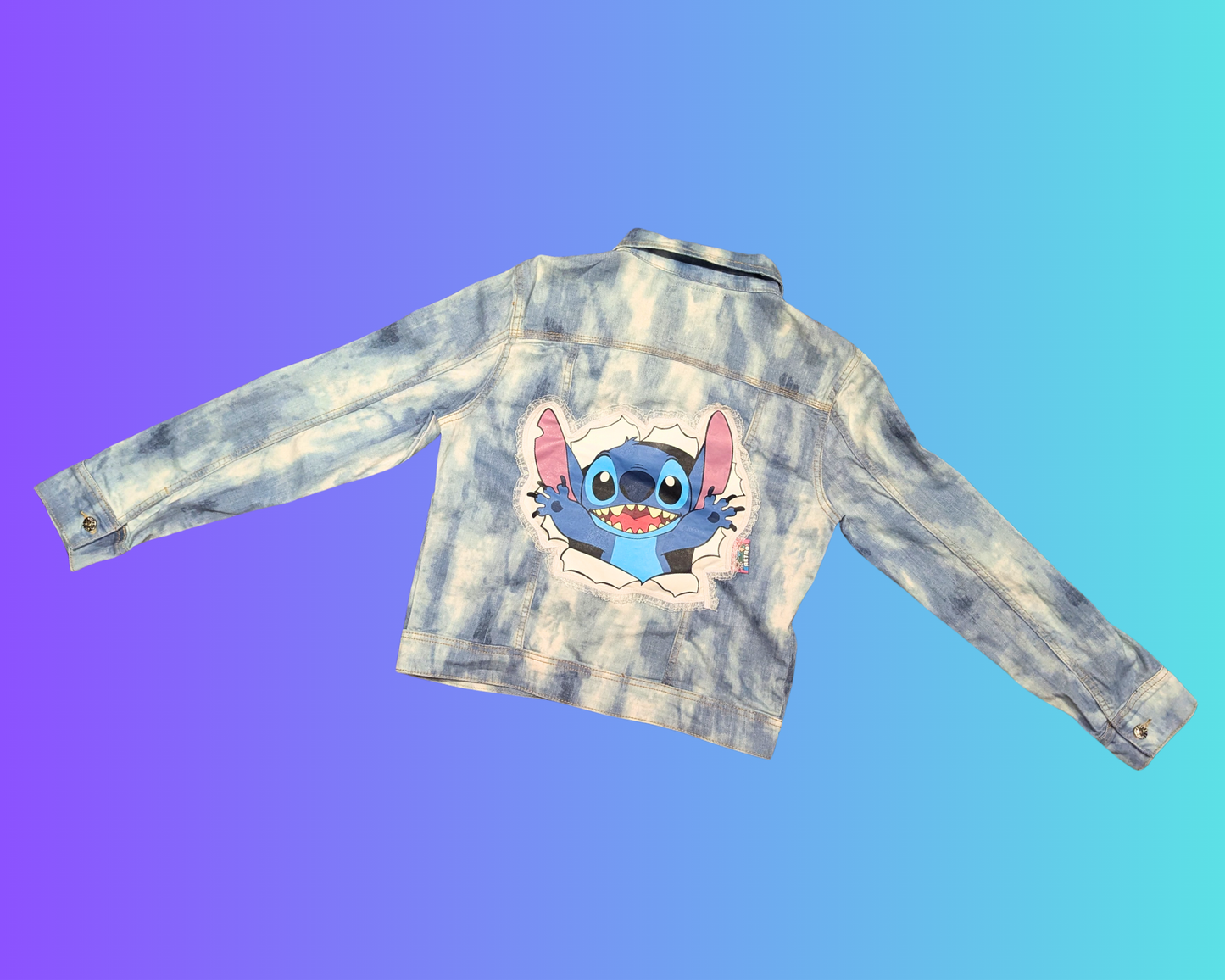 Handmade, Upcycled Stitch from Lilo & Stitch Denim Jacket Size L