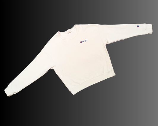 Pull ras du cou blanc Champion Y2K, taille L, mais taille plus petit