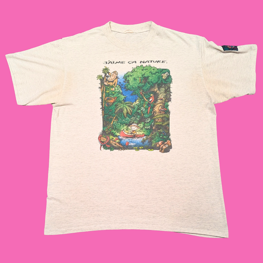 Vintage 1990's Humeur Design ''J'aime Ça Nature'' T-Shirt Size L