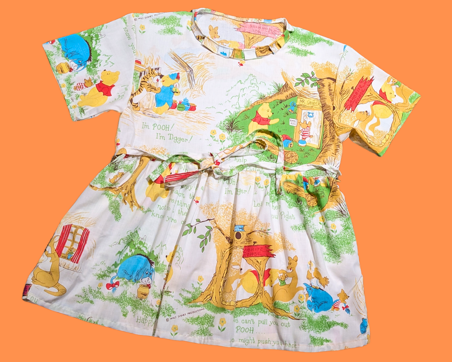Handmade, Upcycled Walt Disney's Winnie The Pooh Bedsheet T-Shirt Dress Fits S-M-L-XL