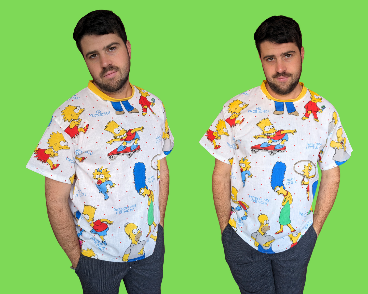 T-shirt surdimensionné Les Simpsons, fait main et recyclé, taille XS - Taille M