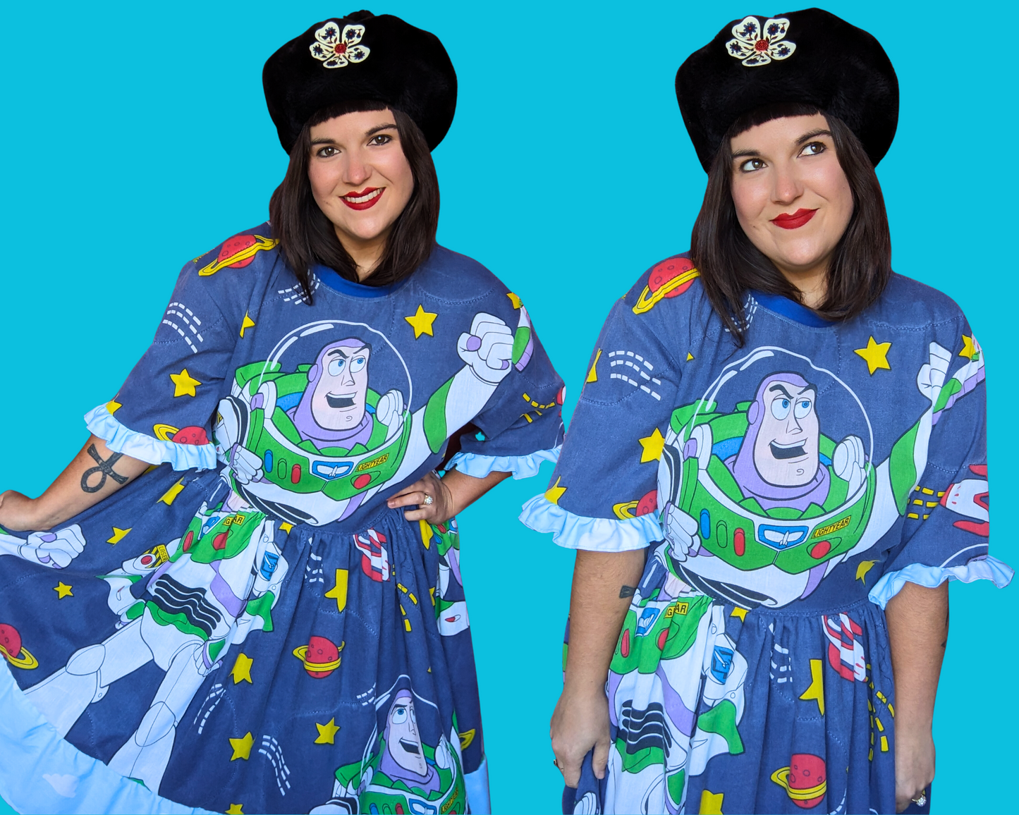 Robe t-shirt vintage des années 1990, fabriquée à la main et recyclée, inspirée de Toy Story, Buzz l'Éclair et Walt Disney, taille S à XL.