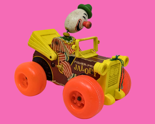 Voiture clown de cirque Fisher Price vintage des années 1960