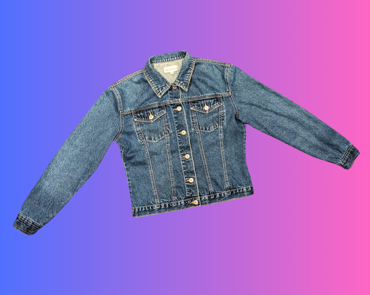 Veste en jean Les Pierrafeu, fabriquée à la main et recyclée, taille L
