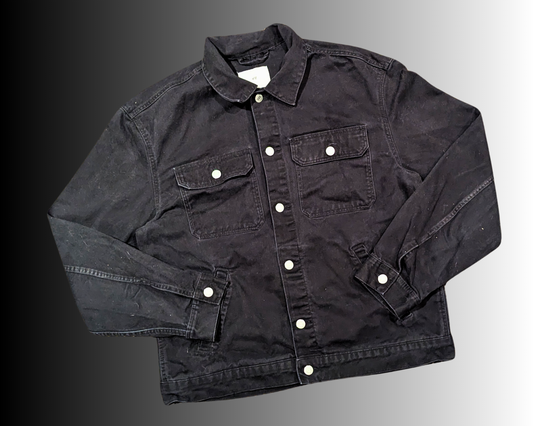 Handmade, Upcycled Black, Grumpy Cat Denim Jacket Size L