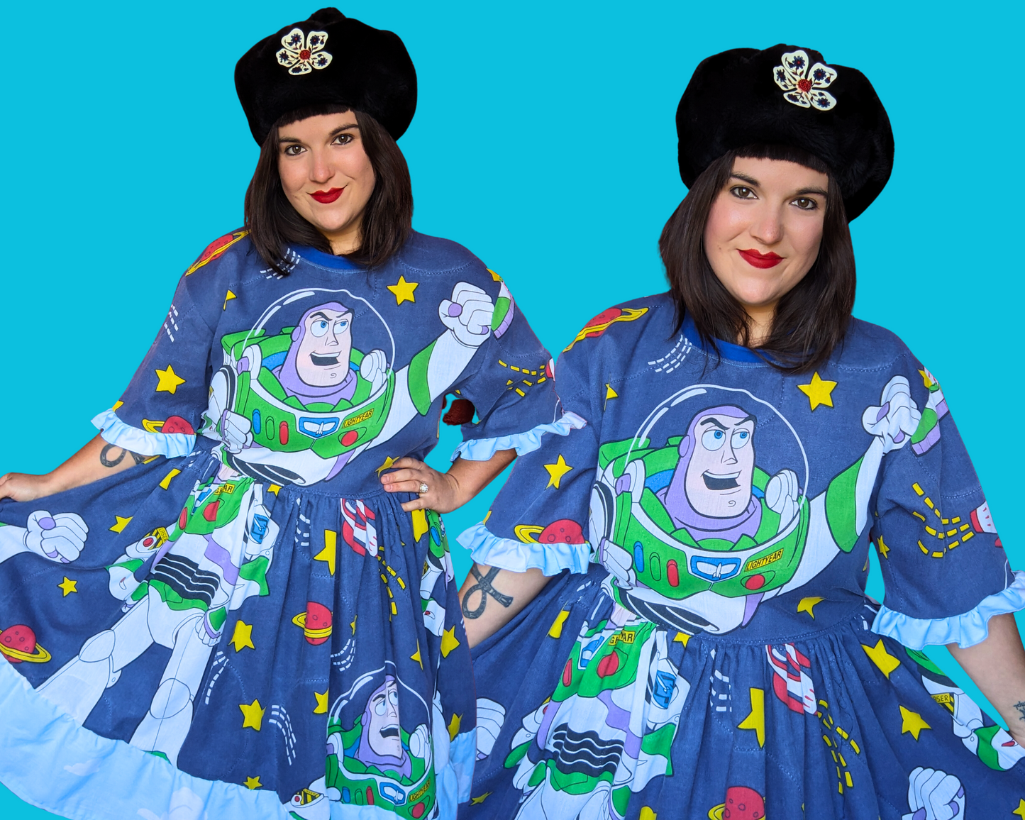 Robe t-shirt vintage des années 1990, fabriquée à la main et recyclée, inspirée de Toy Story, Buzz l'Éclair et Walt Disney, taille S à XL.