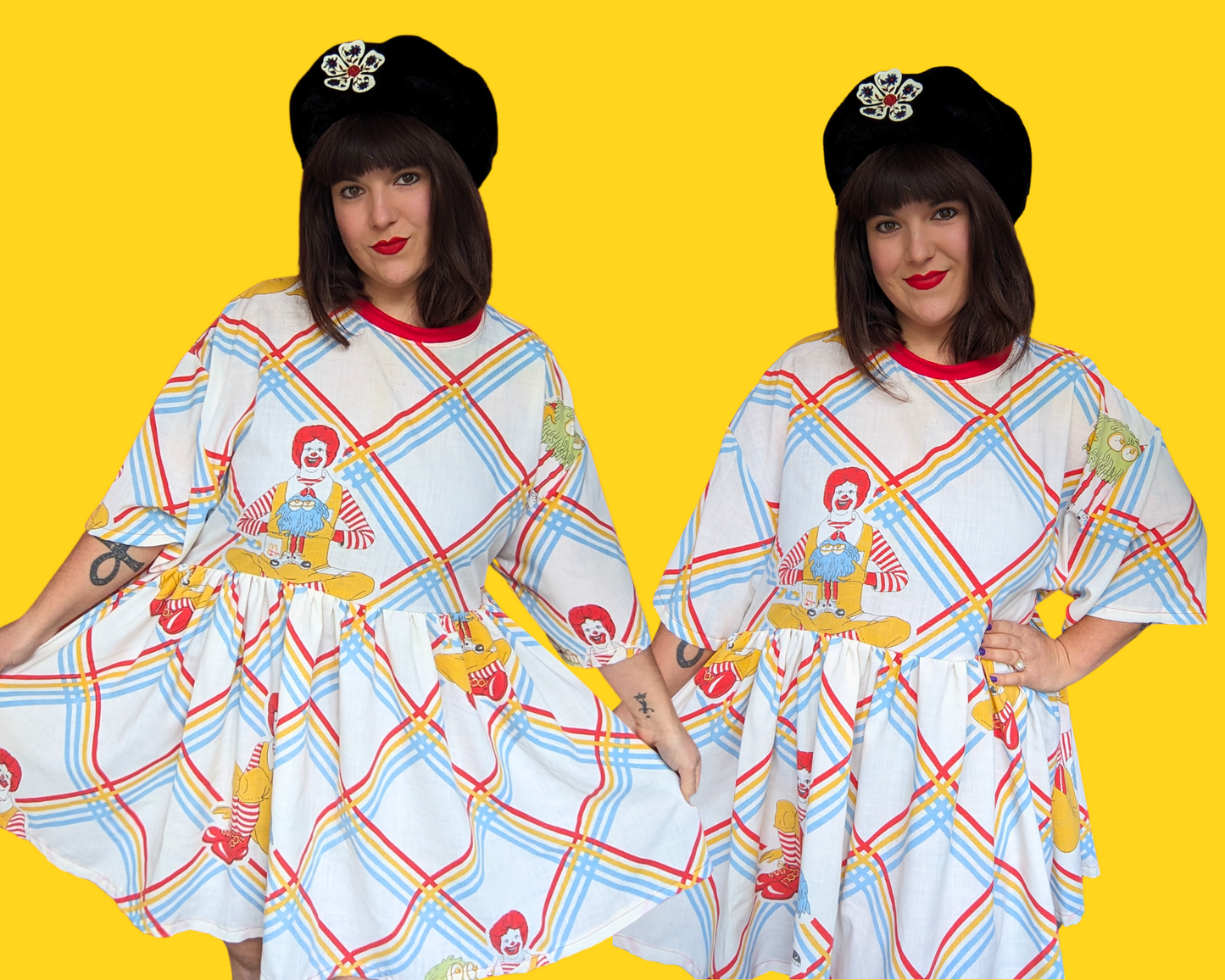 Handmade, Upcycled McDonald's Bedsheet T-Shirt Dress Fits 2XL