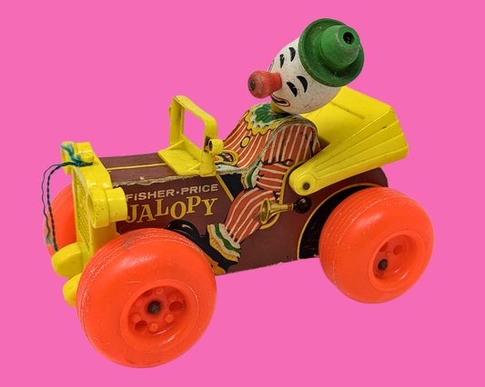 Voiture clown de cirque Fisher Price vintage des années 1960