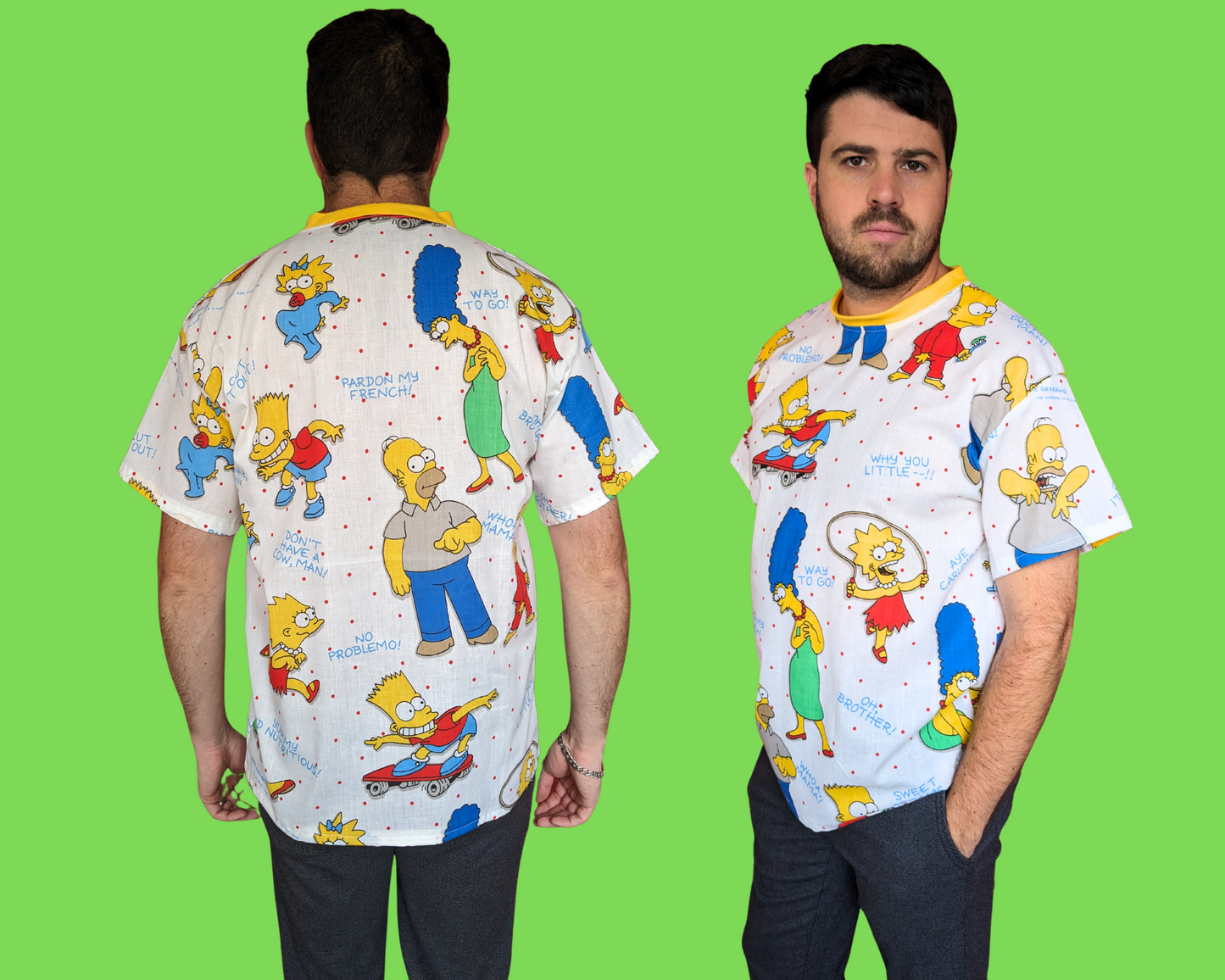 T-shirt surdimensionné Les Simpsons, fait main et recyclé, taille XS - Taille M