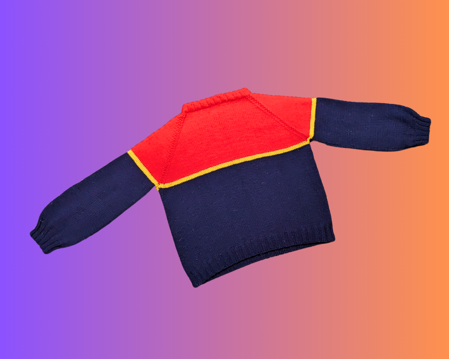 Vintage 1970's Red and Blue Knit Sweater Size L