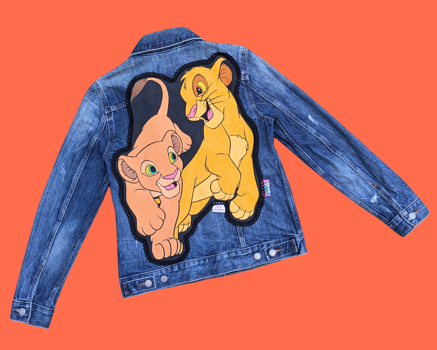 Handmade, Upcycled The Lion King Levi's Denim Jacket Size S