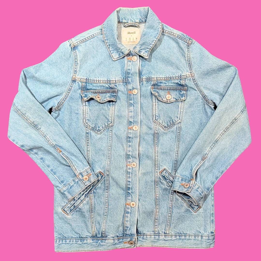Nirvana Upcycled T-Shirt Denim Jacket Size S-M for Women