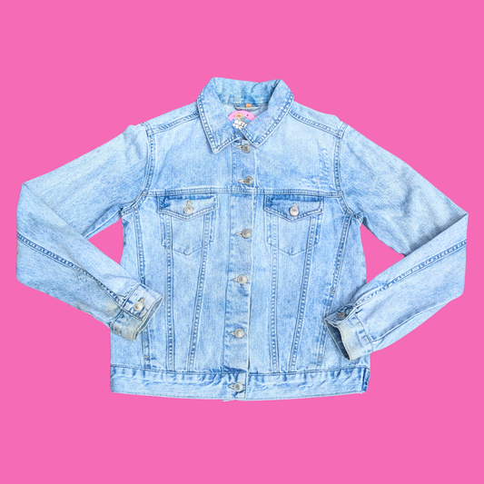 The Flintstones Upcycled T-Shirt Denim Jacket Size S