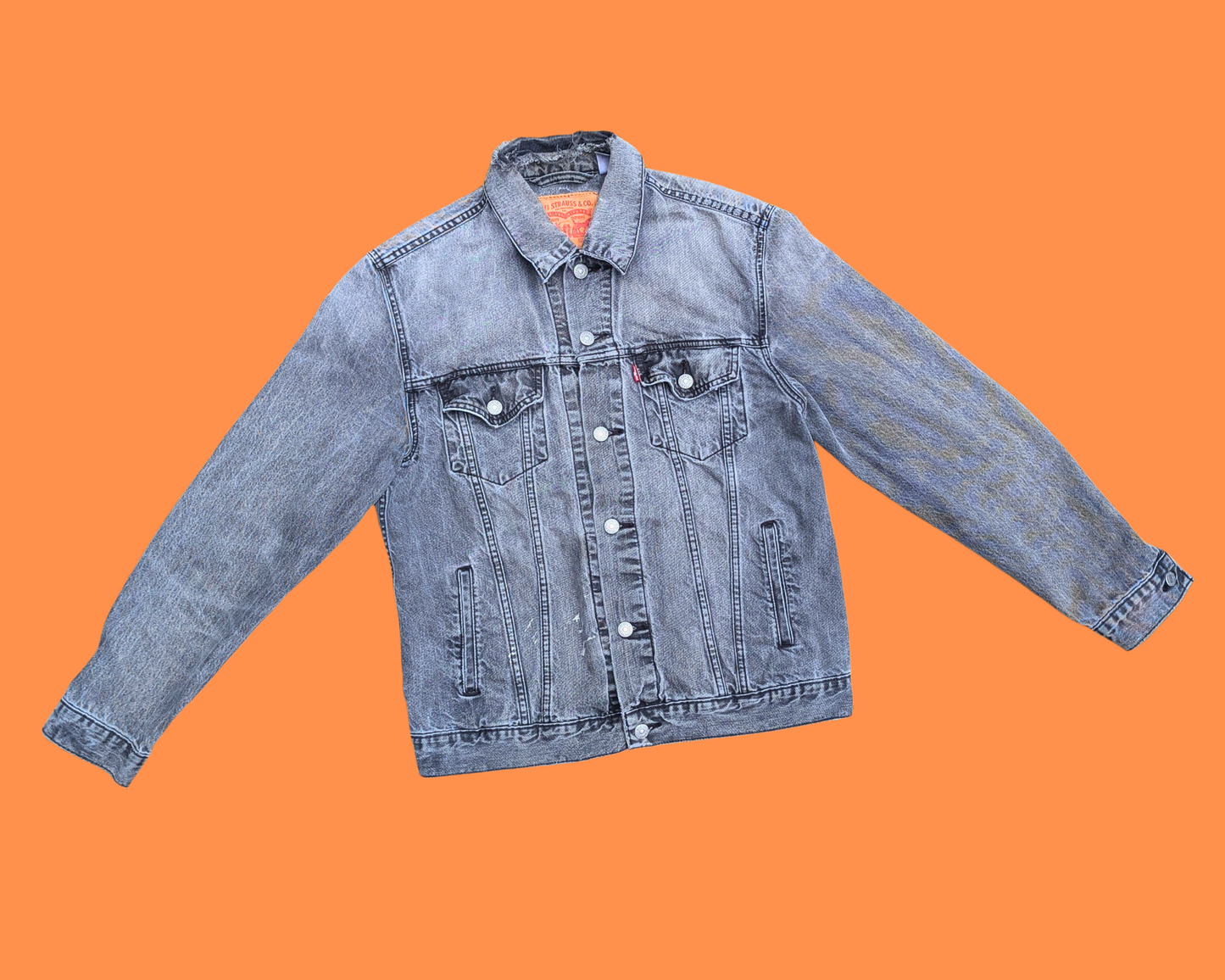 Veste en jean Levi's noire Smashing Pumpkins, fabriquée à la main et recyclée, taille L