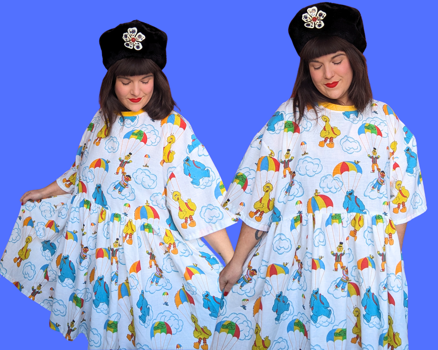 Handmade, Upcycled Sesame Street Bedsheet T-Shirt Dress Fits 2XL